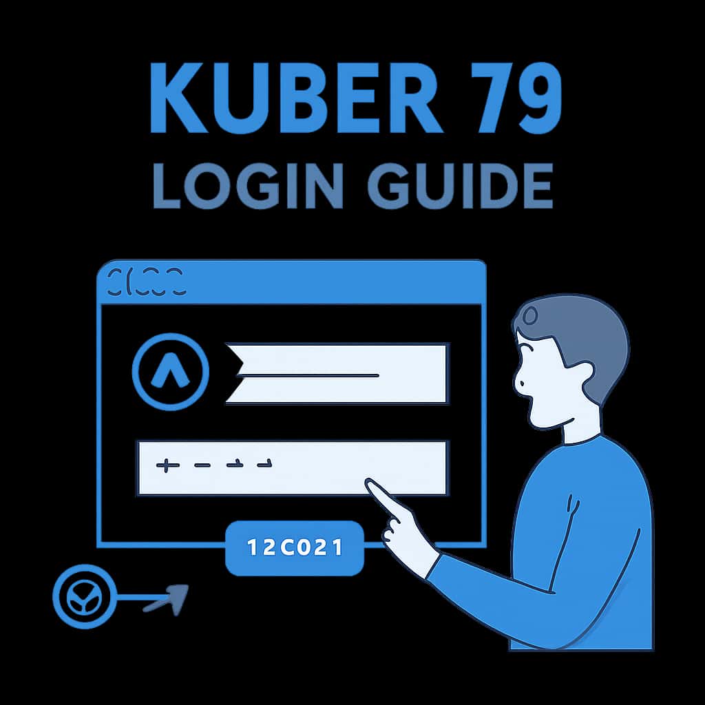 An educational diagram illustrating the login steps for Kuber 79.